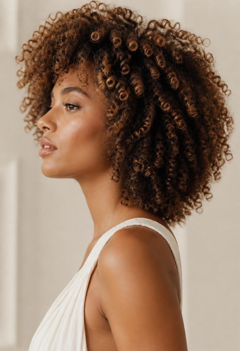 Boucles serrées définies, lumière naturelle